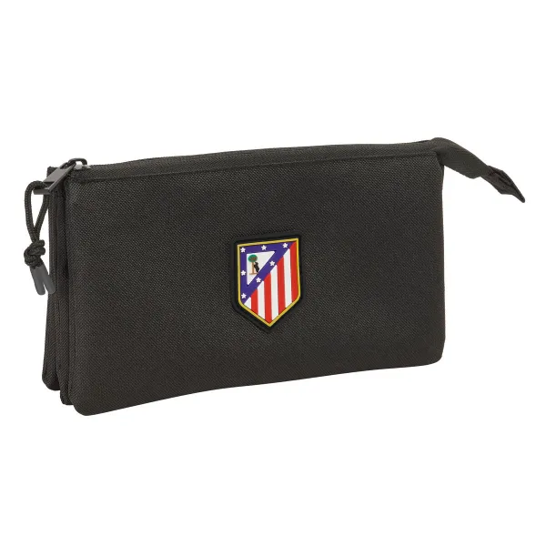 Trīsvietīgs futrālis Atlético Madrid Melns 22 x 12 x 3 cm