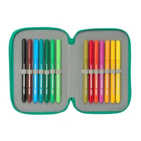 Triple Pencil Case Real Betis Balompié Aquamarine 12,5 x 19,5 x 5,5 cm 37 Pieces