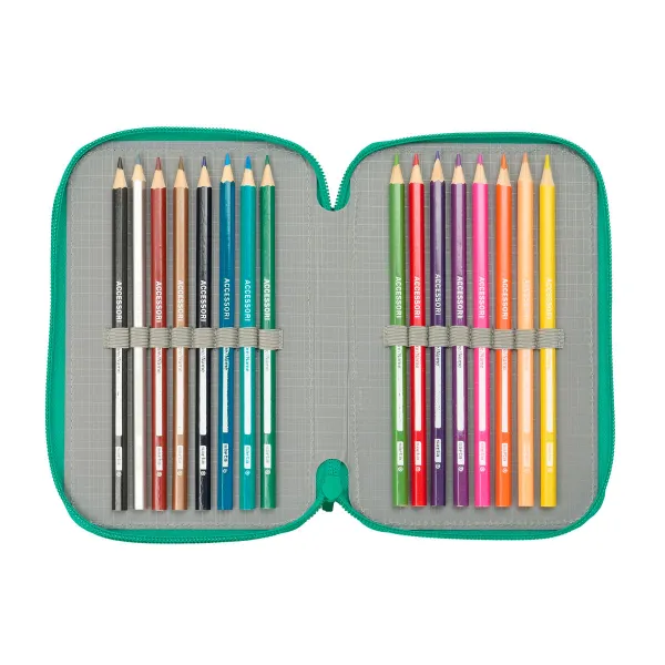 Triple Pencil Case Real Betis Balompié Aquamarine 12,5 x 19,5 x 5,5 cm 37 Pieces