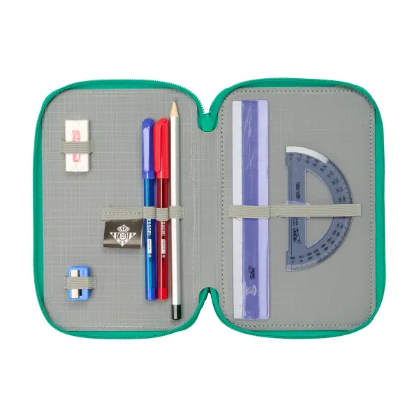 Kolmoiskynäkotelo Real Betis Balompié Akvamariini 12,5 x 19,5 x 5,5 cm 37 Kappaletta