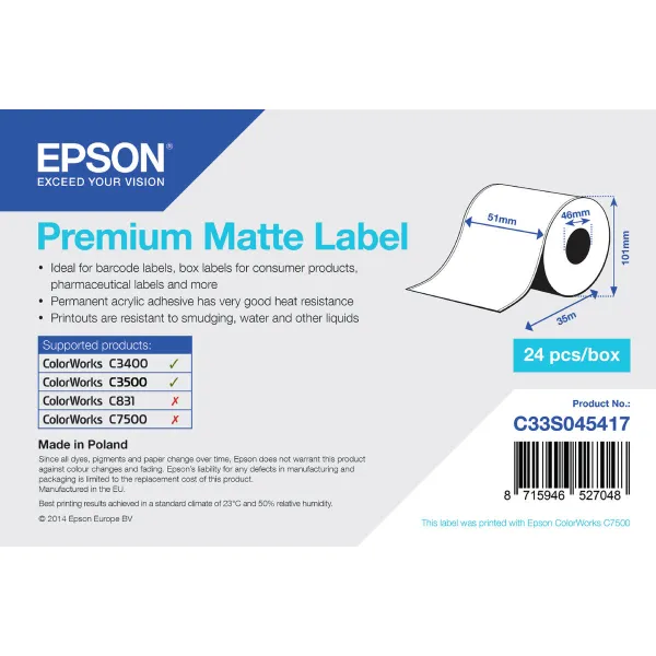 Lämpöpaperirulla Epson C33S045417 (1 osaa)