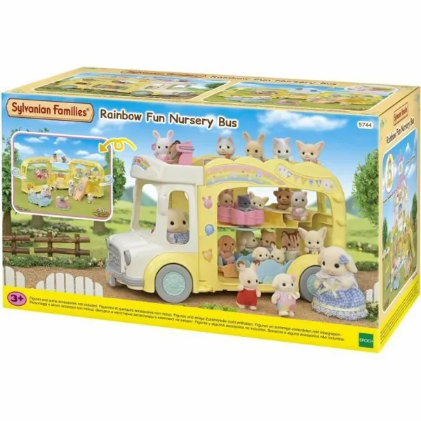 Leļļu mājas aksesuāri Sylvanian Families 5744 Rainbow Fun Nursery Bus