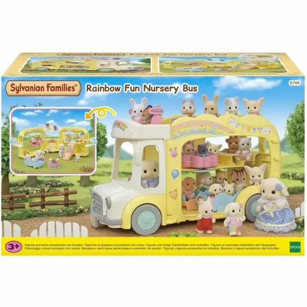 Leļļu mājas aksesuāri Sylvanian Families 5744 Rainbow Fun Nursery Bus