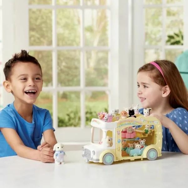 Leļļu mājas aksesuāri Sylvanian Families 5744 Rainbow Fun Nursery Bus