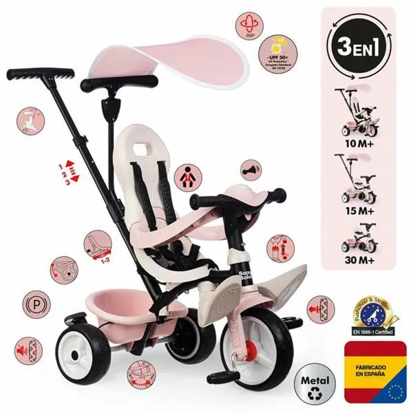 Трицикл Smoby Paseo para bebés Розовый