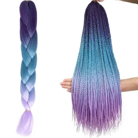 Sintētiskās matu bizes ombre zilā/violetā krāsā W10342