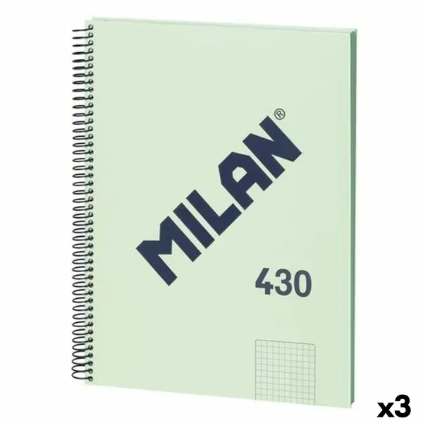 Book of Rings Milan 430 Green A4 80 Sheets (3 Units)