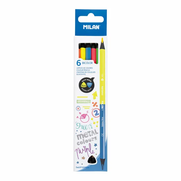 Colouring pencils Milan Bicoloured 6 Units