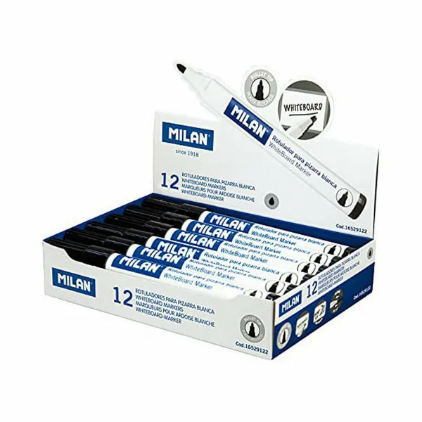 Whiteboard marker Milan Black Whiteboard 12 Pieces