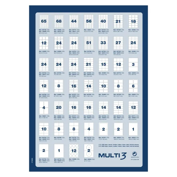 Etiketės MULTI 3 105 X 40 mm Balta 100 Paklodės