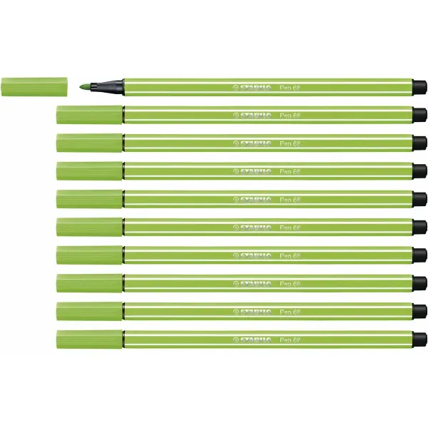 Fetras Stabilo Pen 68 Šviesiai žalia (10 Dalys)