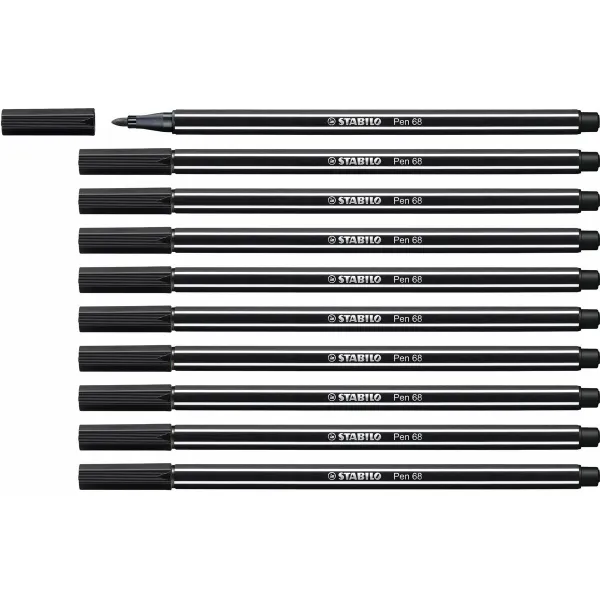 Marķieris Stabilo Pen 68 Melns (10 Daudzums)