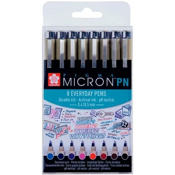 Žymeklių rinkinys Talens Sakura Pigma Micron PN 8 Dalys Spalvotas