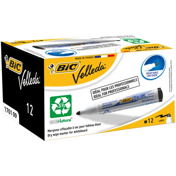 Skysti žymekliai Bic Velleda Ecolutions 1701 Juoda (12 Dalys)