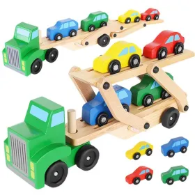 Puidust veoauto - haagis + autode komplekt 22698