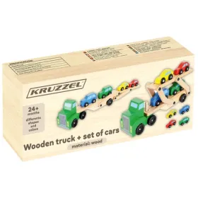 Puidust veoauto - haagis + autode komplekt 22698