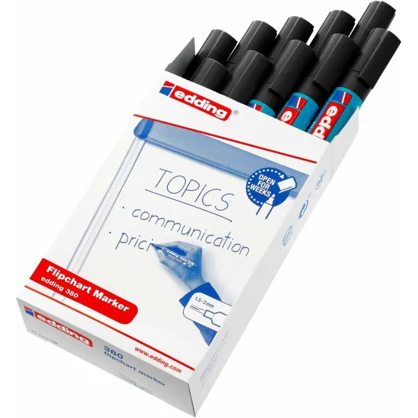 Marķieris Edding 380 Flipchart Melns (10 gb.)