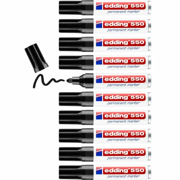 Permanentais marķieris Edding 550 Melns (10 gb.)