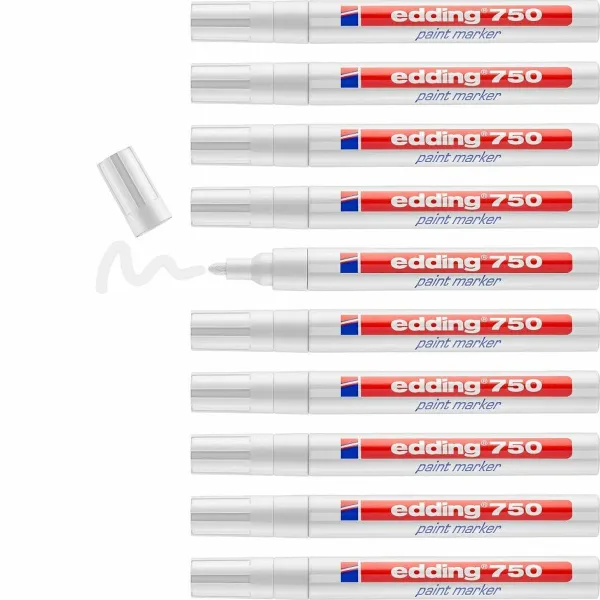 Постоянный маркер Edding 750  Белый (10 штук)