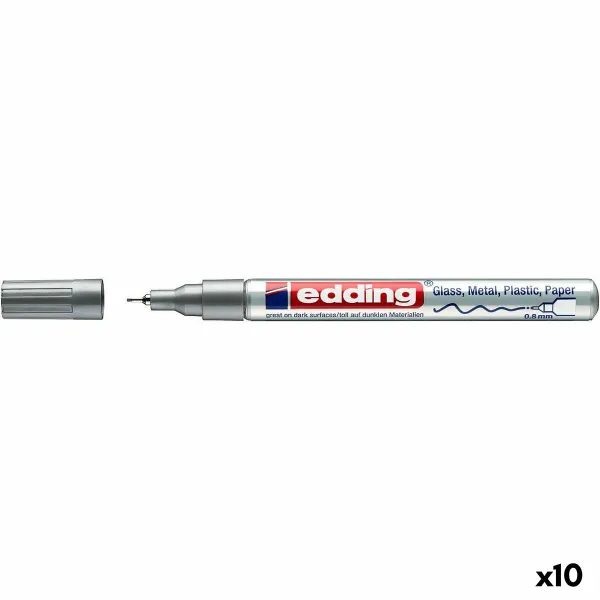 Permanenttimarkkeri Edding 780 Hopeinen (10 osaa)