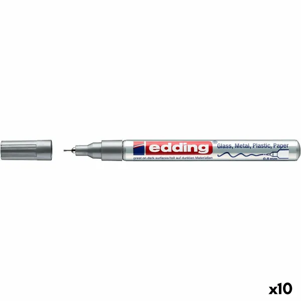 Permanenttimarkkeri Edding 780 Hopeinen (10 osaa)