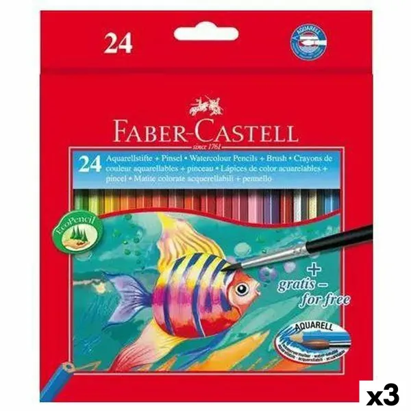 Akvareliniai spalvoti pieštukai Faber-Castell Spalvotas 3 Dalys