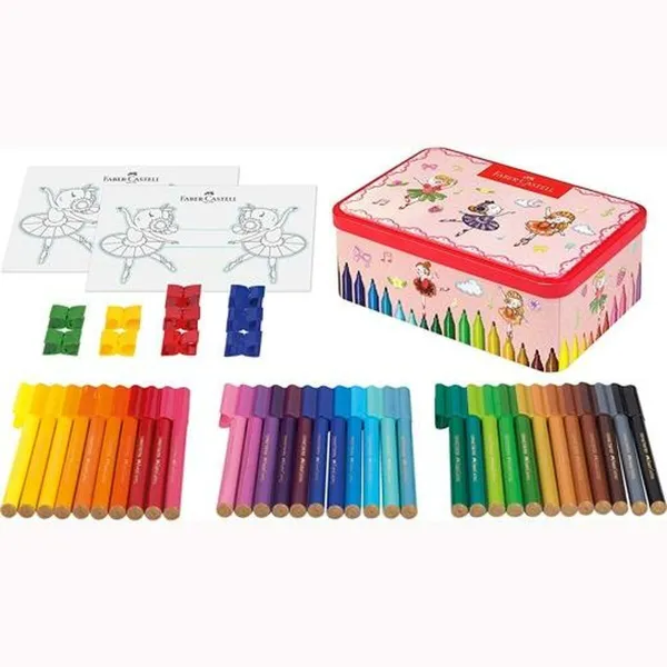 Flomasteru Komplekts Faber-Castell Connector Metāla kārba Balerīna Daudzkrāsains (9 gb.)