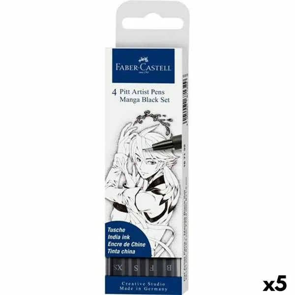 Tussisetti Faber-Castell Pitt Artist Sarjakuva, piirtäminen ja manga Tapaus Musta (5 osaa)