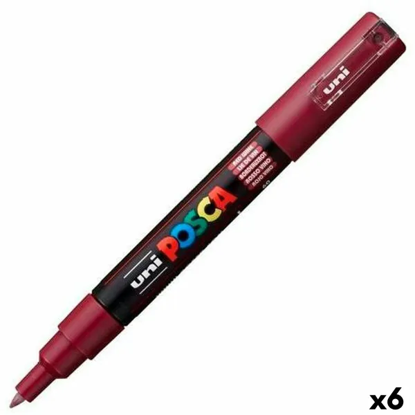 Merkkarikynä/huopakärkitussi POSCA PC-1M Punainen Burgundi (6 osaa)