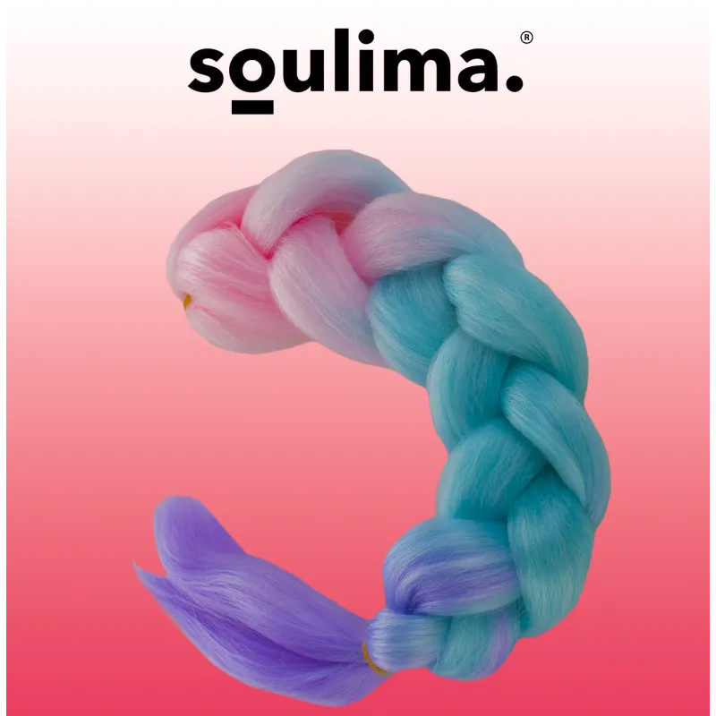 Sintētiskās matu bizes ombre rozā/baltā/violetā W10341