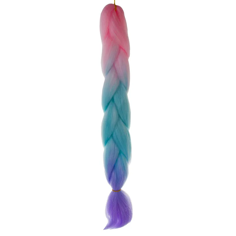 Sintētiskās matu bizes ombre rozā/baltā/violetā W10341