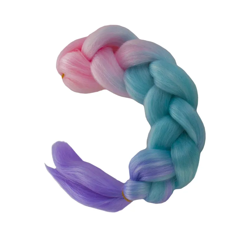 Sintētiskās matu bizes ombre rozā/baltā/violetā W10341
