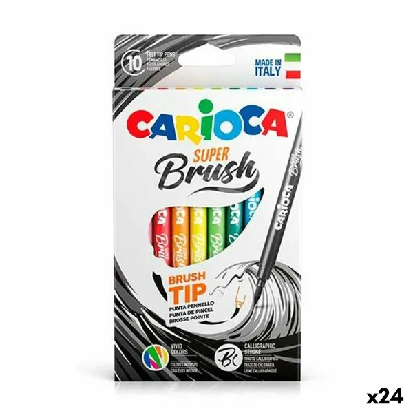 Flomasteru Komplekts Carioca Super Brush Daudzkrāsains 10 Daudzums (24 gb.)