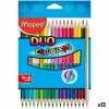 Spalvoti pieštukai Maped Duo Color' Peps	 Spalvotas 18 Dalys Dvigubas (12 vnt.)