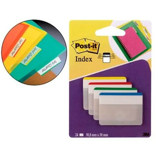 Lipnūs lapeliai Post-it Index 50,8 x 38 mm Spalvotas (6 vnt.)
