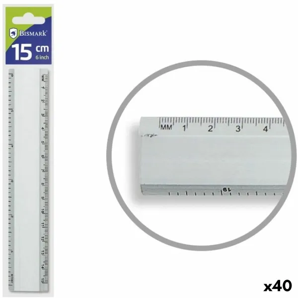 Viivoitin Bismark Hopeinen Alumiini 15 cm (40 osaa)