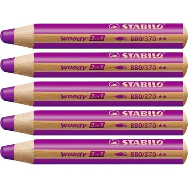 Värikynät Stabilo Woody Liila 3-in-1 (5 osaa)