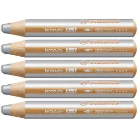 Krāsainie zīmuļi Stabilo Woody Sudrabains 3-vienā (5 gb.)