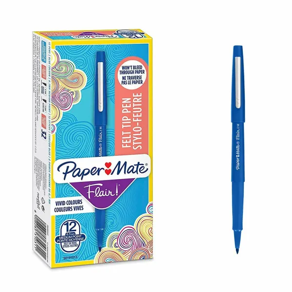Фетр Paper Mate Flair! M Синий (12 штук)