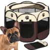 Universal pen for dogs and cats Springos PA1029 81 cm, foldable, beige-brown