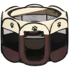 Universal pen for dogs and cats Springos PA1029 81 cm, foldable, beige-brown