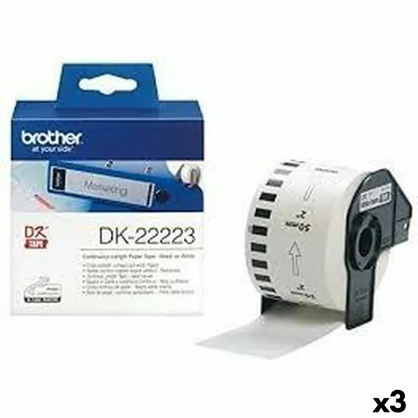Jatkolomakepaperi tulostimelle Brother DK-22223 Valkoinen 50 mm x 30,48 m Musta (3 osaa)