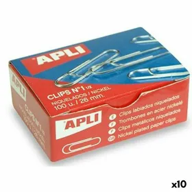 Klipsi Apli Nº 1½ Hopeinen Metalli nikkeli 26 mm (10 osaa)