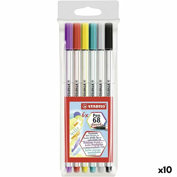 Tussisetti Stabilo Pen 68 Brush Monivärinen (10 osaa)