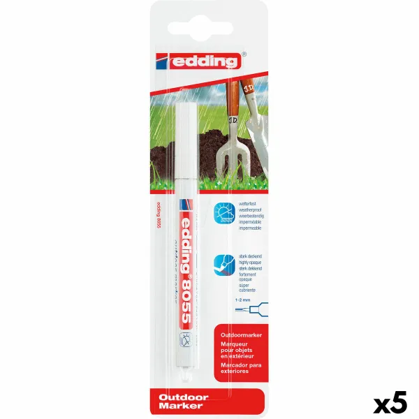 Permanentais marķieris Edding 8055 Balts 1-2 mm (5 gb.)