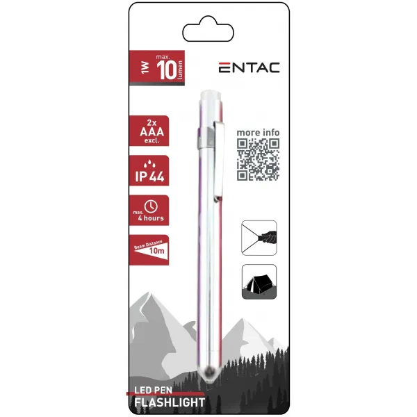 Entac Flashlight with Pen Belt Clip 1W