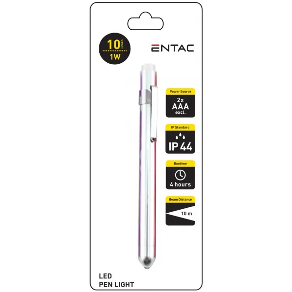 Entac Flashlight with Pen Belt Clip 1W