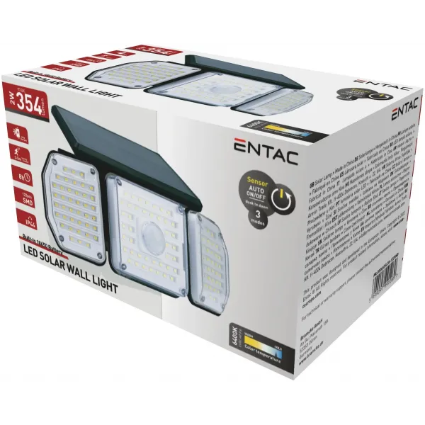 Solar Plastic Wall Lamp 2W SMD 3 head with PIR