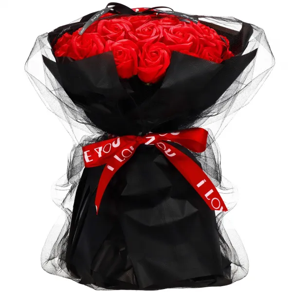 Soap flower bouquet Springos HA7440 32 red roses