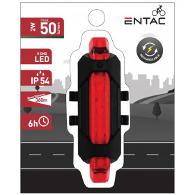 Entac Bike Light Plastic 2W Red Rechargeable